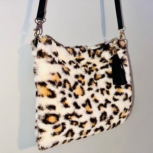 Soft and fluffy fun leopard print purse